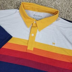 Tipsy Elves Mens XL Multicolor Striped Performance Stretch Golf Polo SS